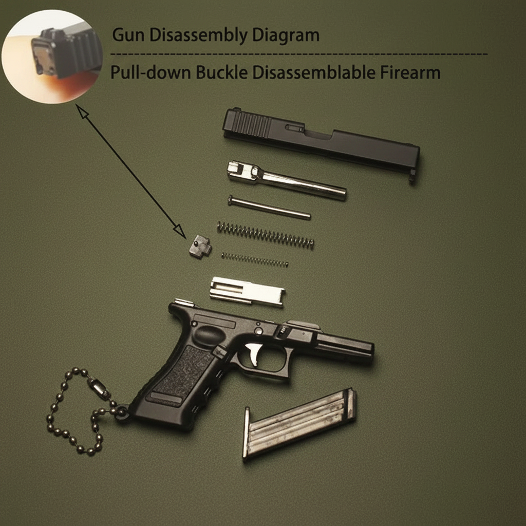 Mini Metal Pistol Keychain – Realistic Collectible Toy