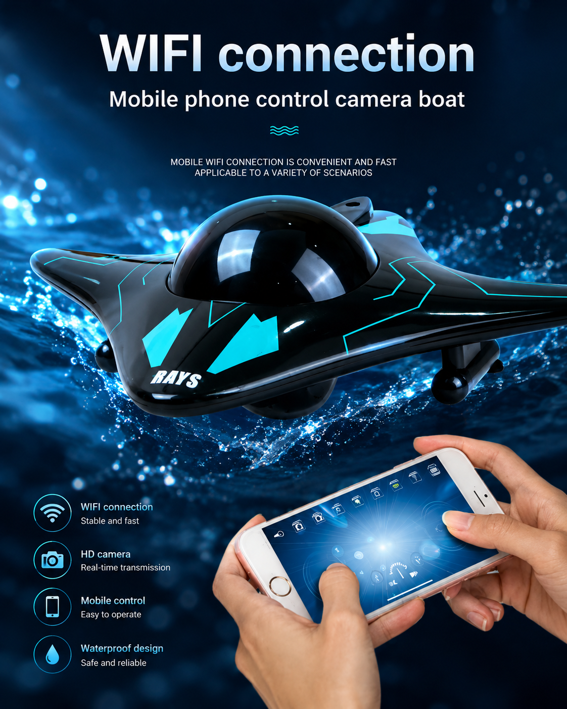 WiFi RC Camera Boat – Smartphone-Controlled Underwater View